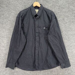 Gunnison Creek Shirt Men L Large Black Striped Button Up Collared Long Sleeve
